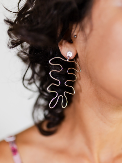 Matisse Wire Earrings - Silver Earrings Mata Traders