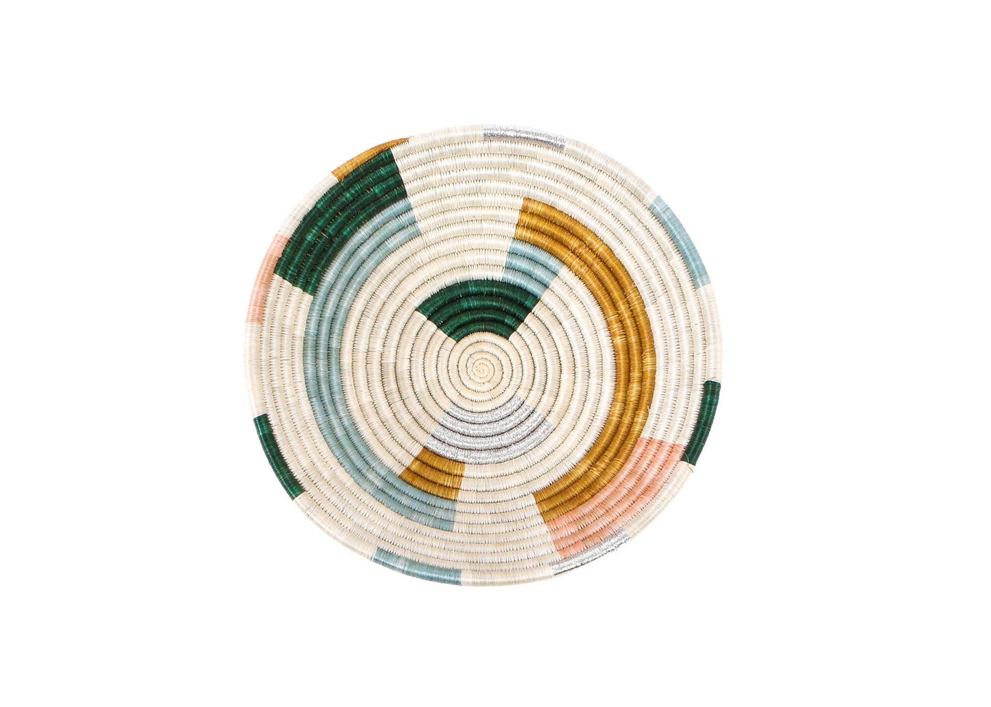 12" Large Metallic Floret Geo Round Basket Home Decor KAZI