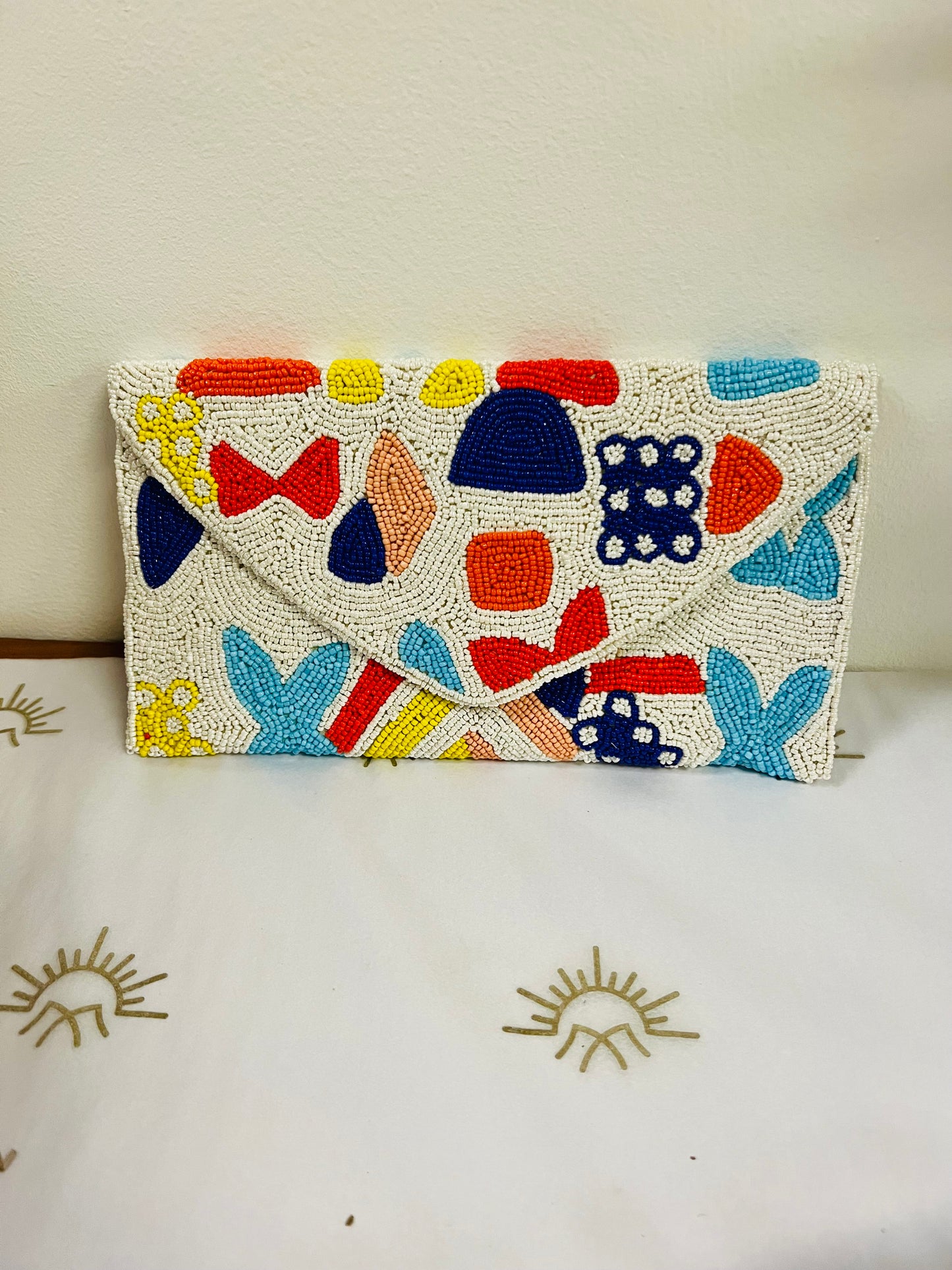 Abstract Charm Beaded Envelope Clutch Bags Indiblossom