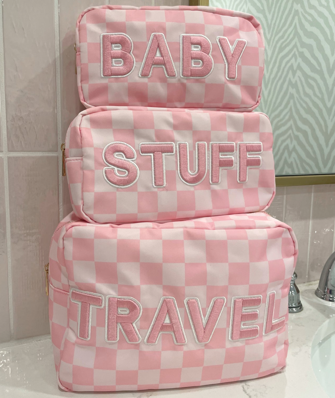 Baby Pink Checkered bag KENZKUSTOMZ