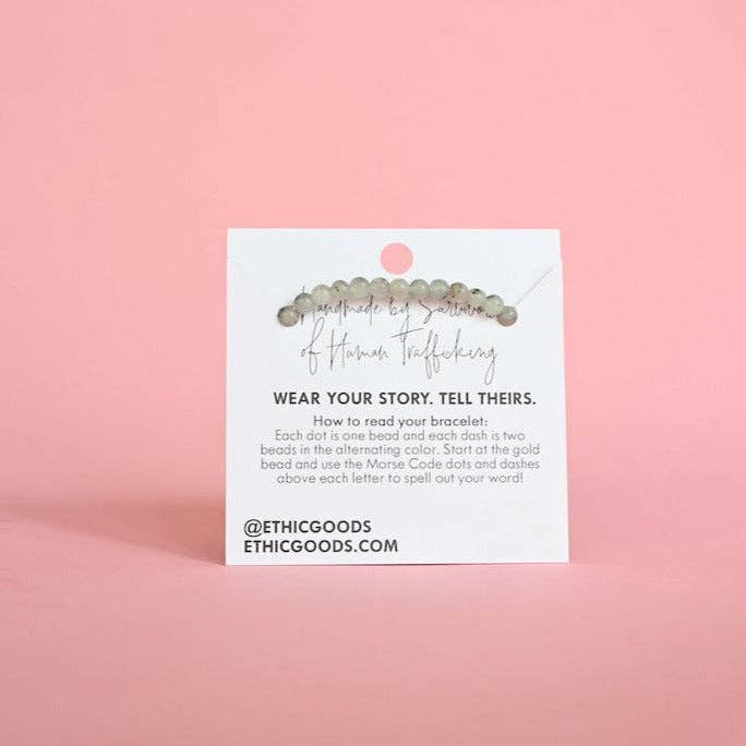 Morse Code Bracelet | LOVE: Lilac & Howlite  ETHICGOODS   