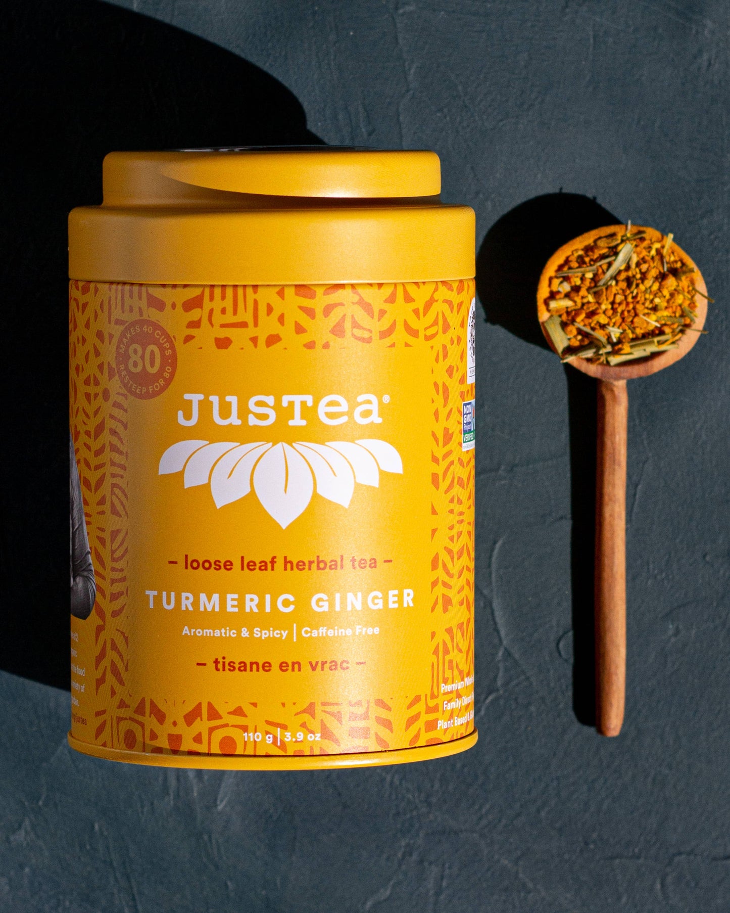 Turmeric Ginger Tin & Spoon - Organic, Fair-Trade Herbal Tea Home Goods JusTea