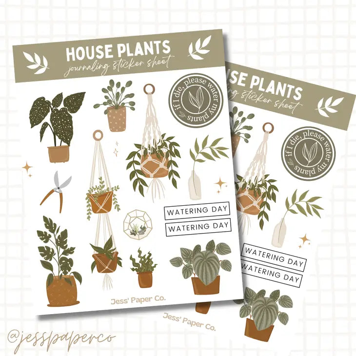 House Plant Sticker Sheet Home Goods Jess' Paper Co.   