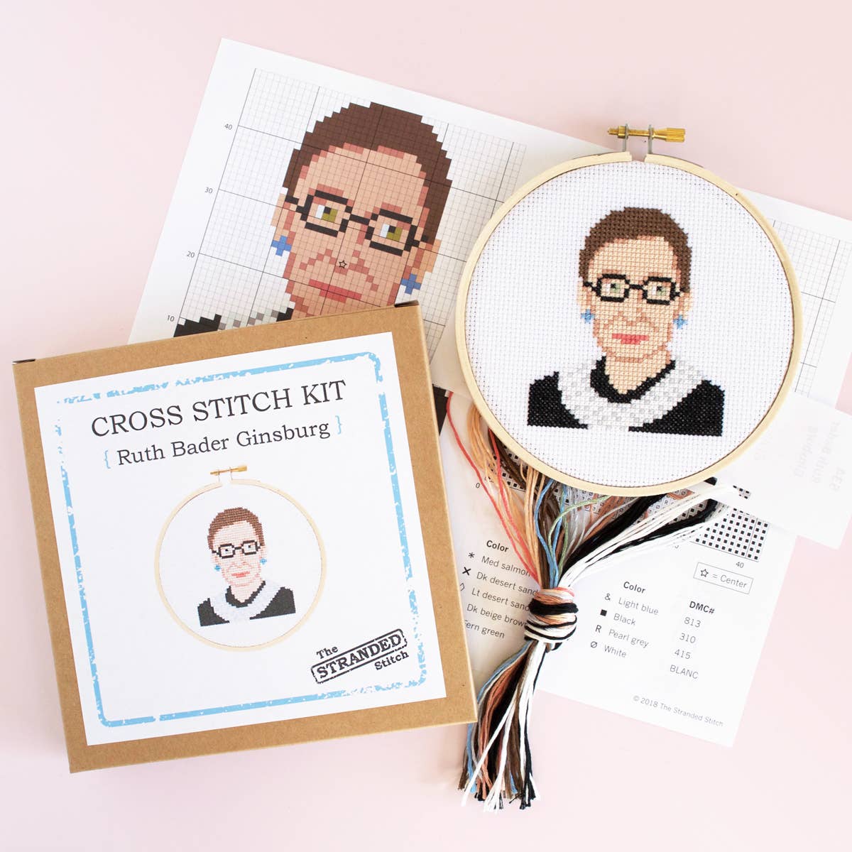 Ruth Bader Ginsburg Cross Stitch Kit The Stranded Stitch