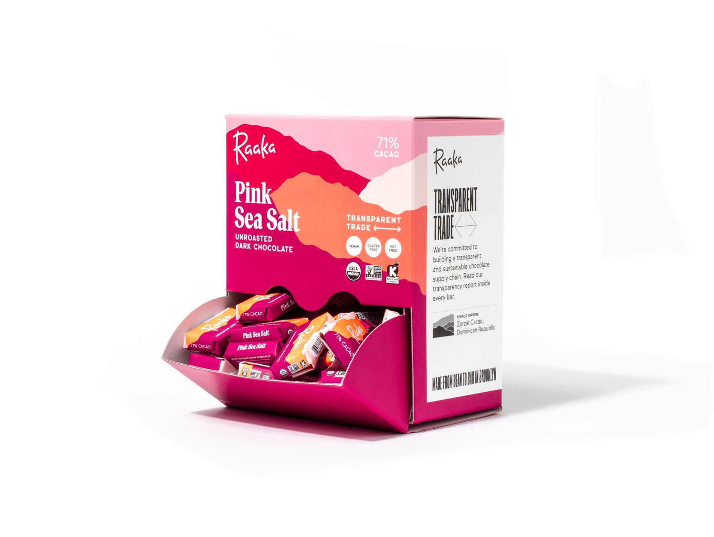 71% Pink Sea Salt Mini Chocolate Bars  Raaka Chocolate   