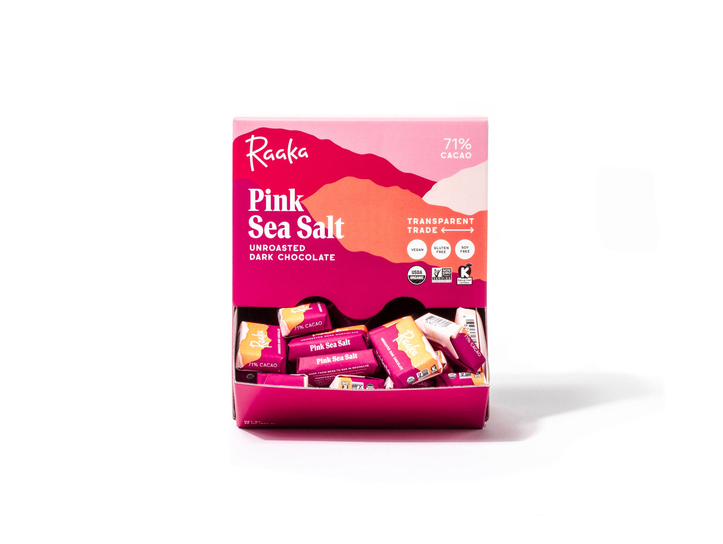 71% Pink Sea Salt Mini Chocolate Bars  Raaka Chocolate   