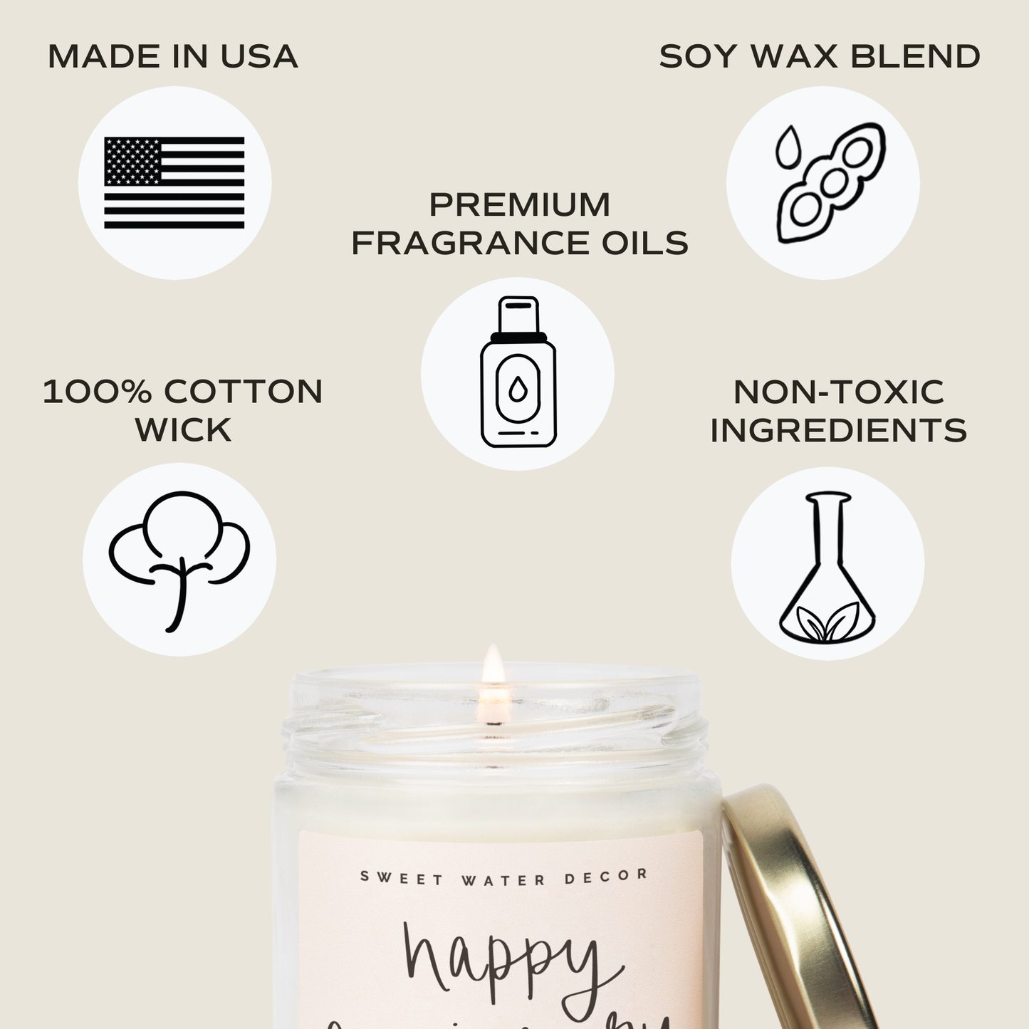 Happy Anniversary 9 oz Soy Candle Home Goods Sweet Water Decor   