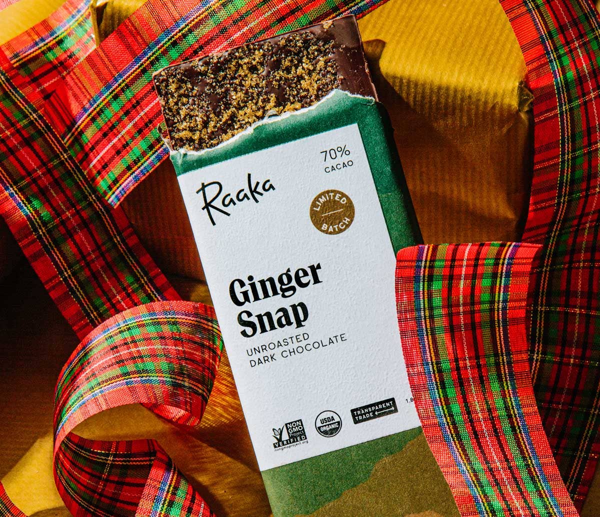 70% Ginger Snap Chocolate - Holiday Christmas Limited Batch Home Goods Raaka Chocolate   