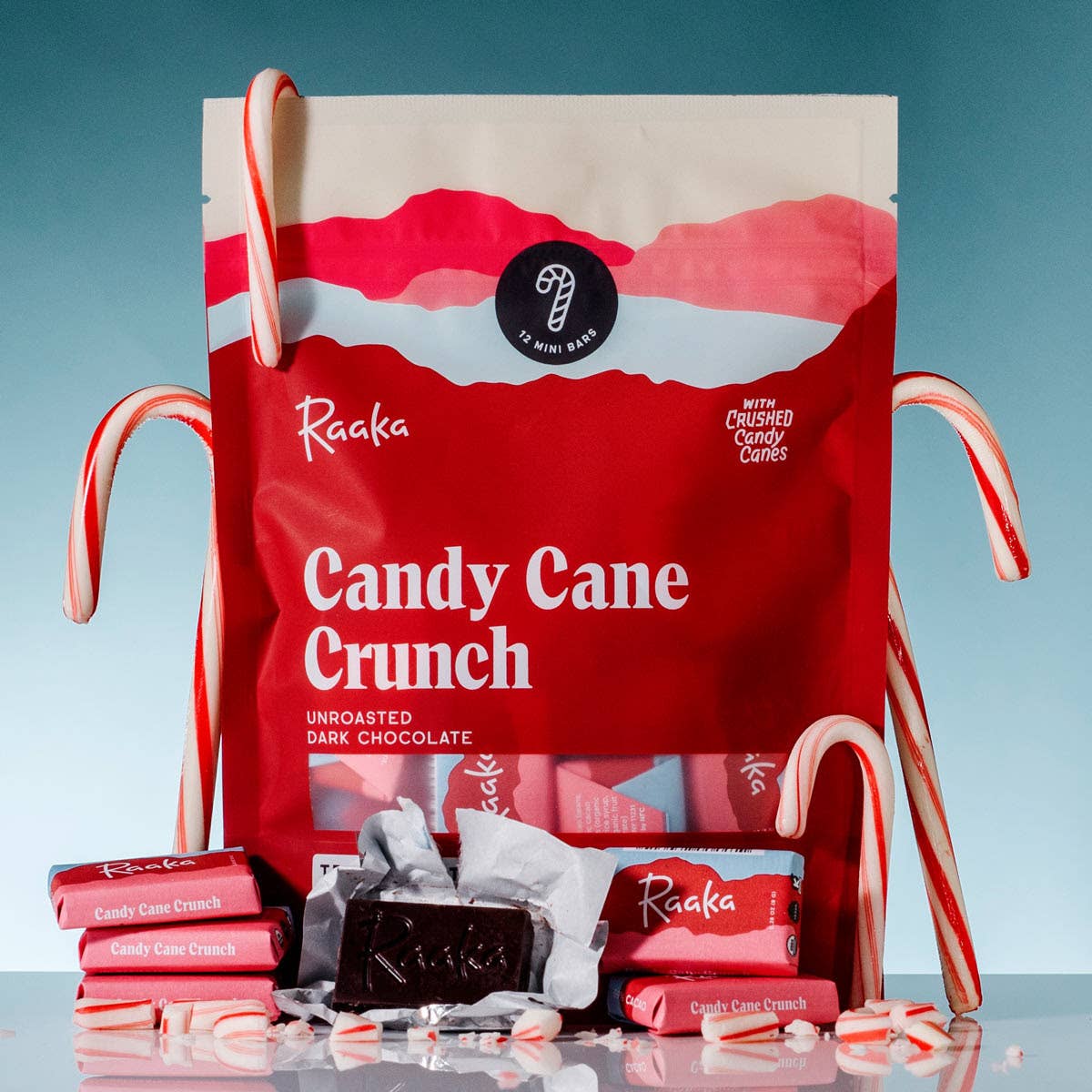 Candy Cane Crunch Minis Bags - Holiday Winter Limited Batch Home Goods Raaka Chocolate   