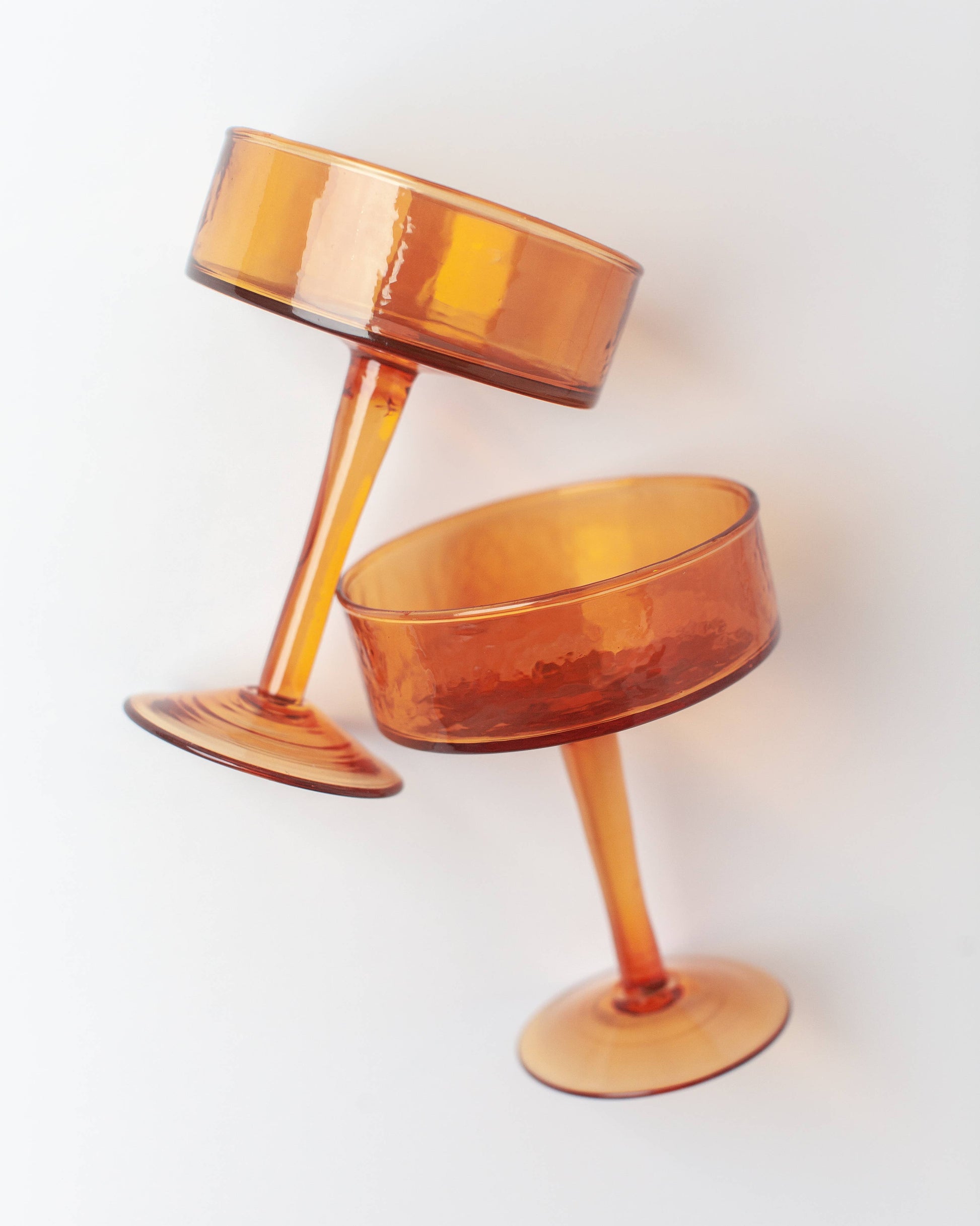 Handblown Hammered Coupe Cocktail Glass Pair | Set of 2 Creative Women