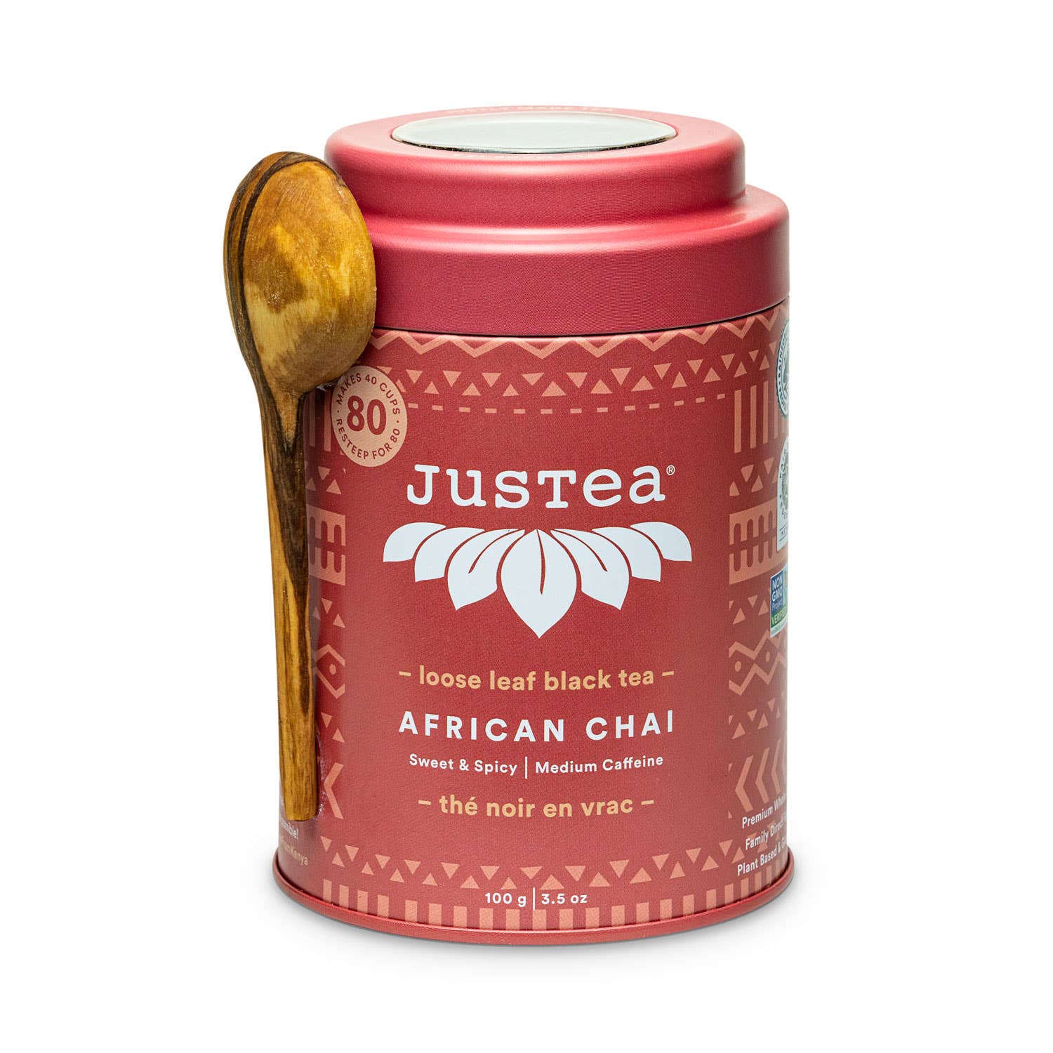 African Chai Tin & Spoon - Organic, Fair-Trade, Black Tea Home Goods JusTea   