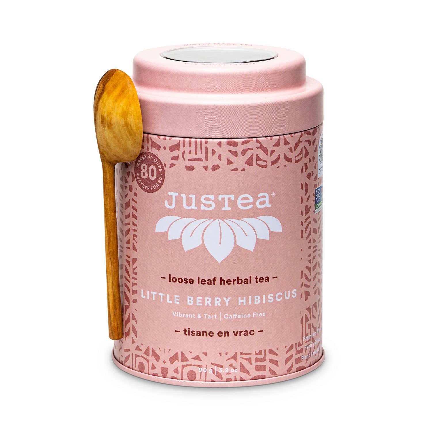 Little Berry Hibiscus Tin & Spoon - Organic, Fair Herbal Tea Home Goods JusTea   