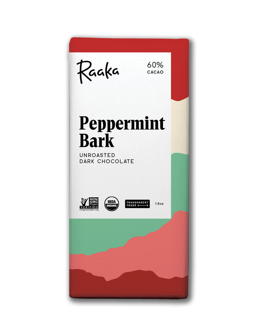Raaka Chocolate - Peppermint Bark Bar - Christmas Holiday Limited Batch Raaka Chocolate
