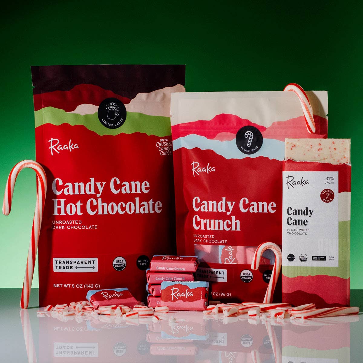 Candy Cane Crunch Minis Bags - Holiday Winter Limited Batch Home Goods Raaka Chocolate   