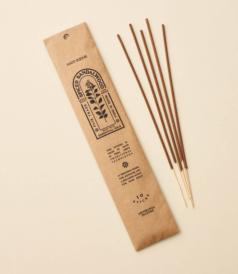 Spiced Sandalwood Incense - 10 sticks, low smoke Home Goods Matr Boomie   