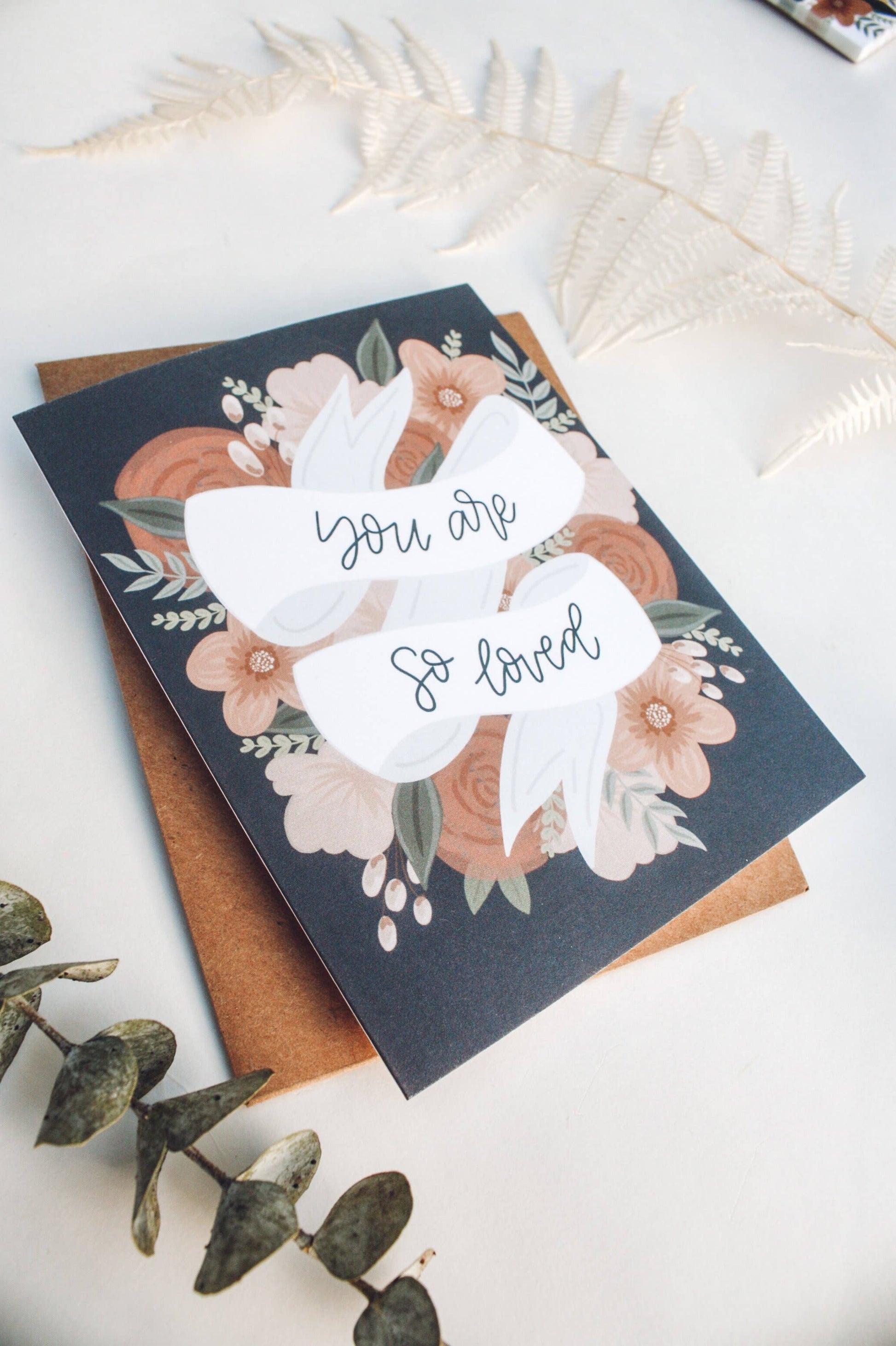 "You are So Loved" Black Floral Card Home Goods Jess' Paper Co.   