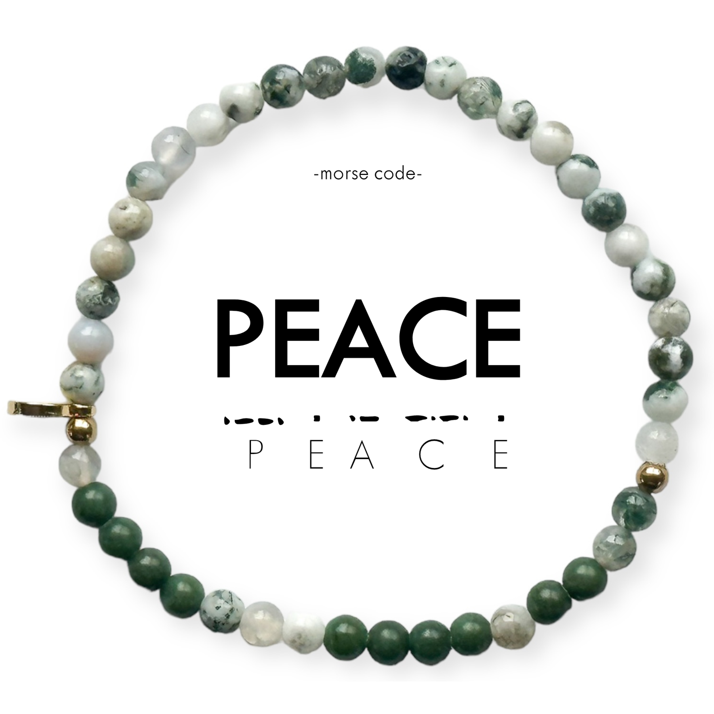 Morse Code Bracelet | PEACE: Mother of Pearl & Pink Aventurine  ETHICGOODS   