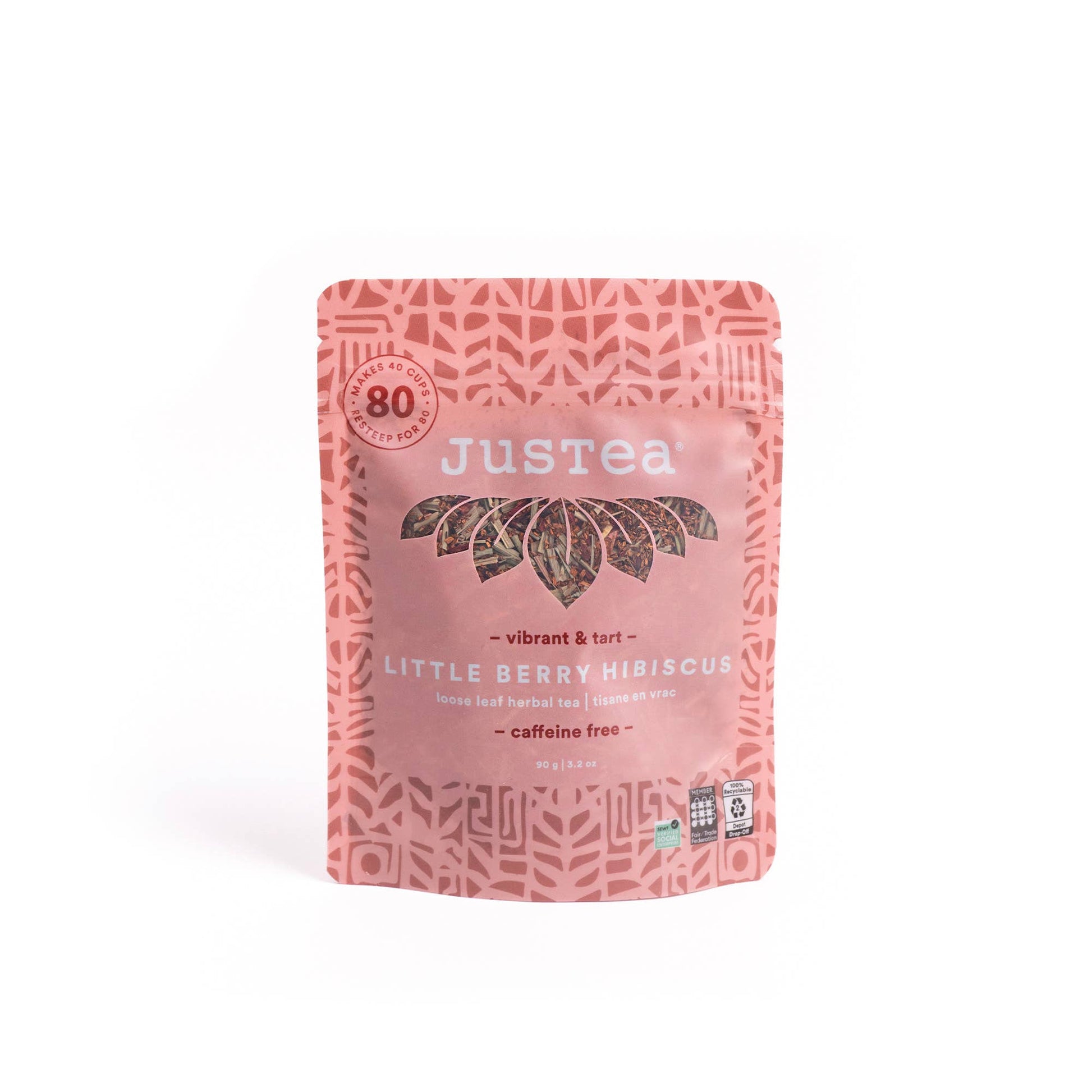 Little Berry Hibiscus Stand-up Pouch - Fair-Trade Herbal Tea Home Goods JusTea   