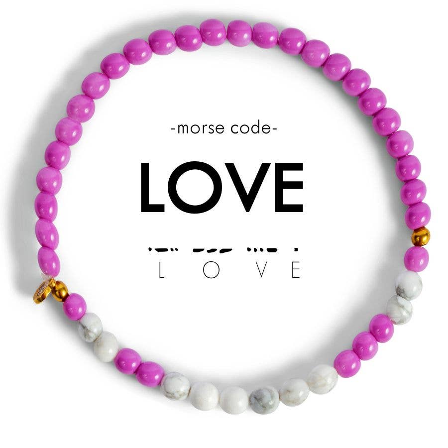 Morse Code Bracelet | LOVE: Lilac & Howlite  ETHICGOODS   