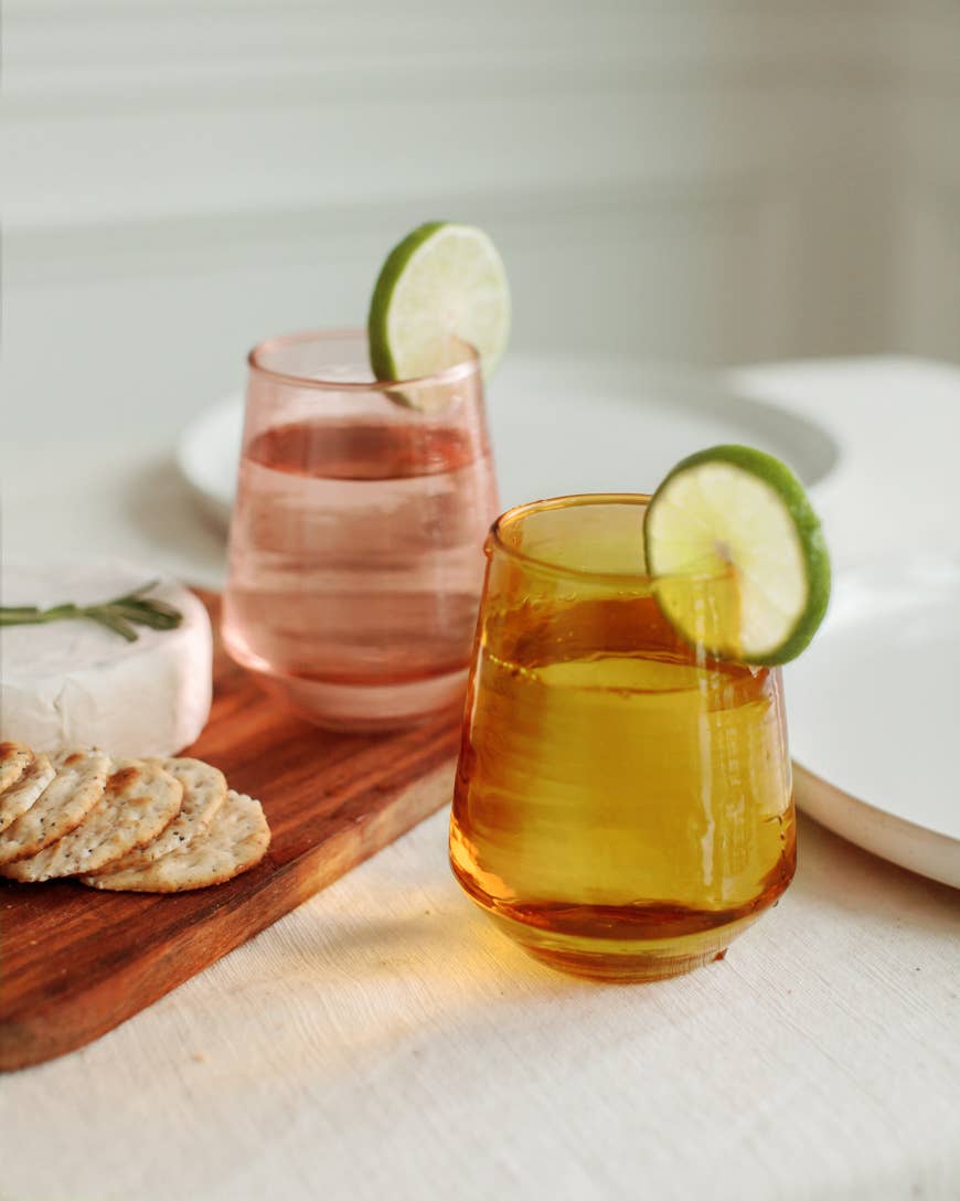 Handblown Hammered Glass Water Tumbler | Pair of 2 Home Goods Creative Women