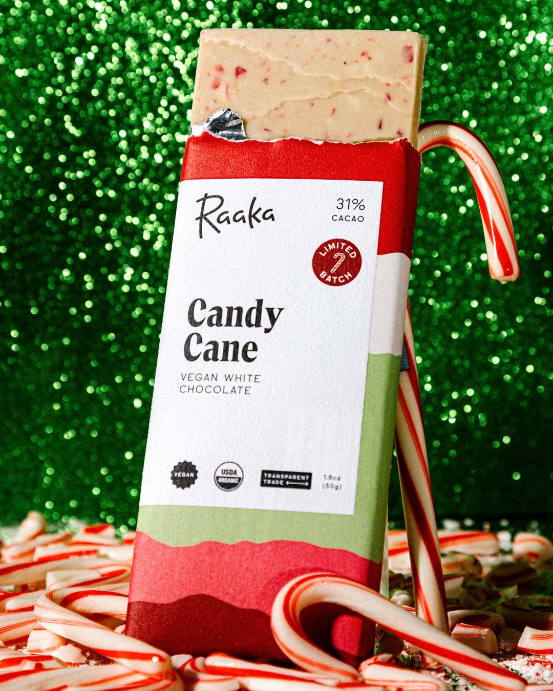 Candy Cane White Chocolate - Christmas Holiday Limited Batch Home Goods Raaka Chocolate   