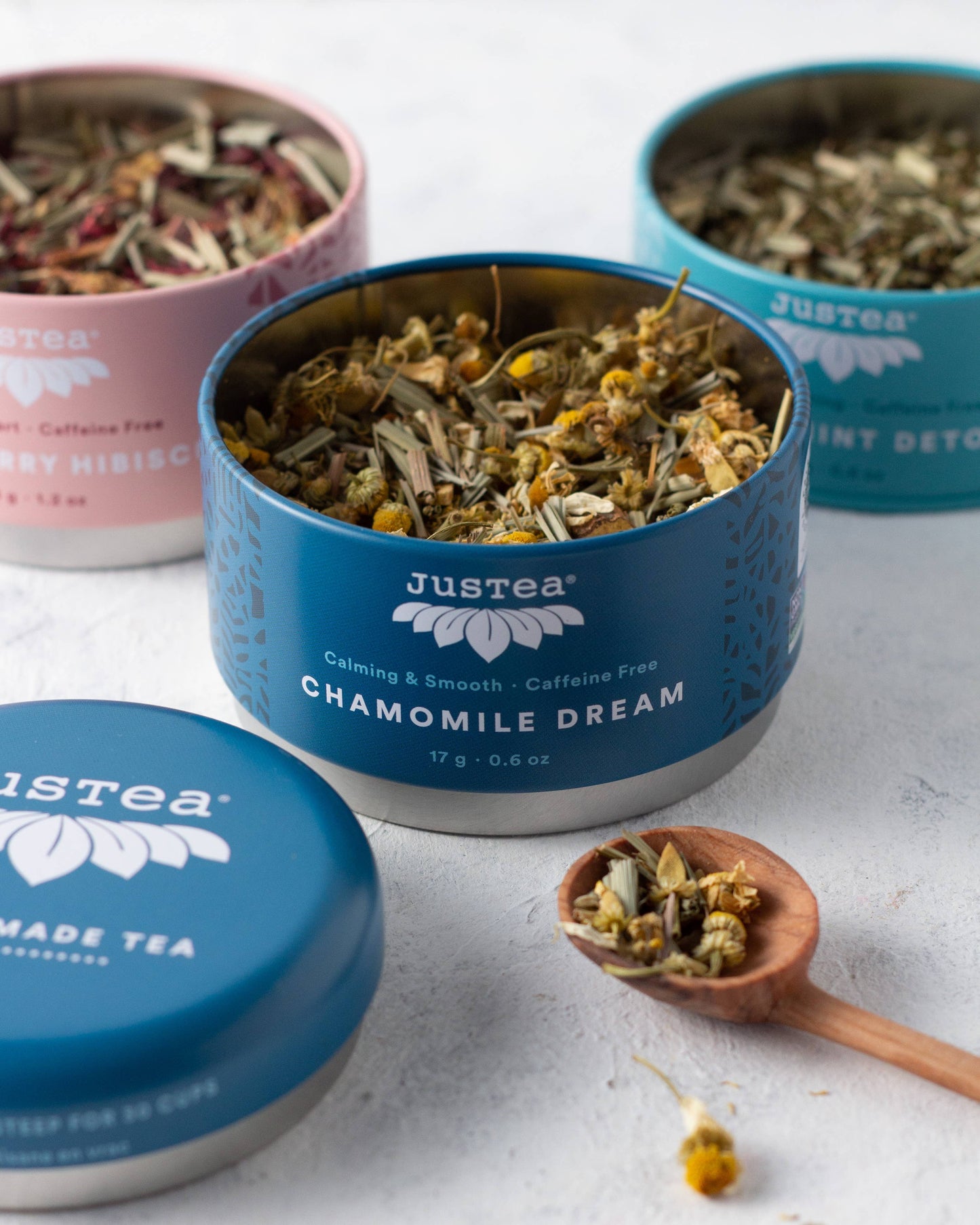 Herbal Tea Trio Tin & Spoon - Organic, Fair-Trade Tea Gift  JusTea   