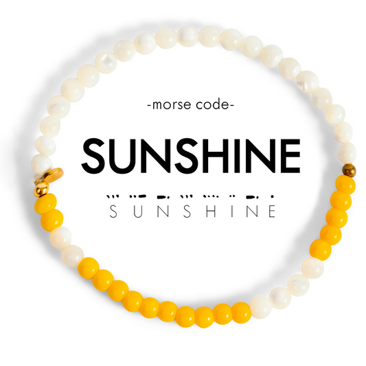 Morse Code Bracelet | SUNSHINE: Yellow & Mother of Pearl  ETHICGOODS   