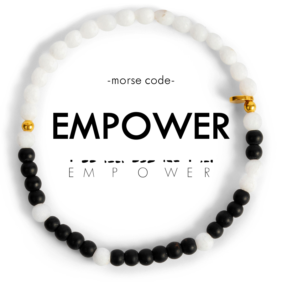 Morse Code Bracelet | EMPOWER: Lavender Quartz & Sea Green Jade  ETHICGOODS   