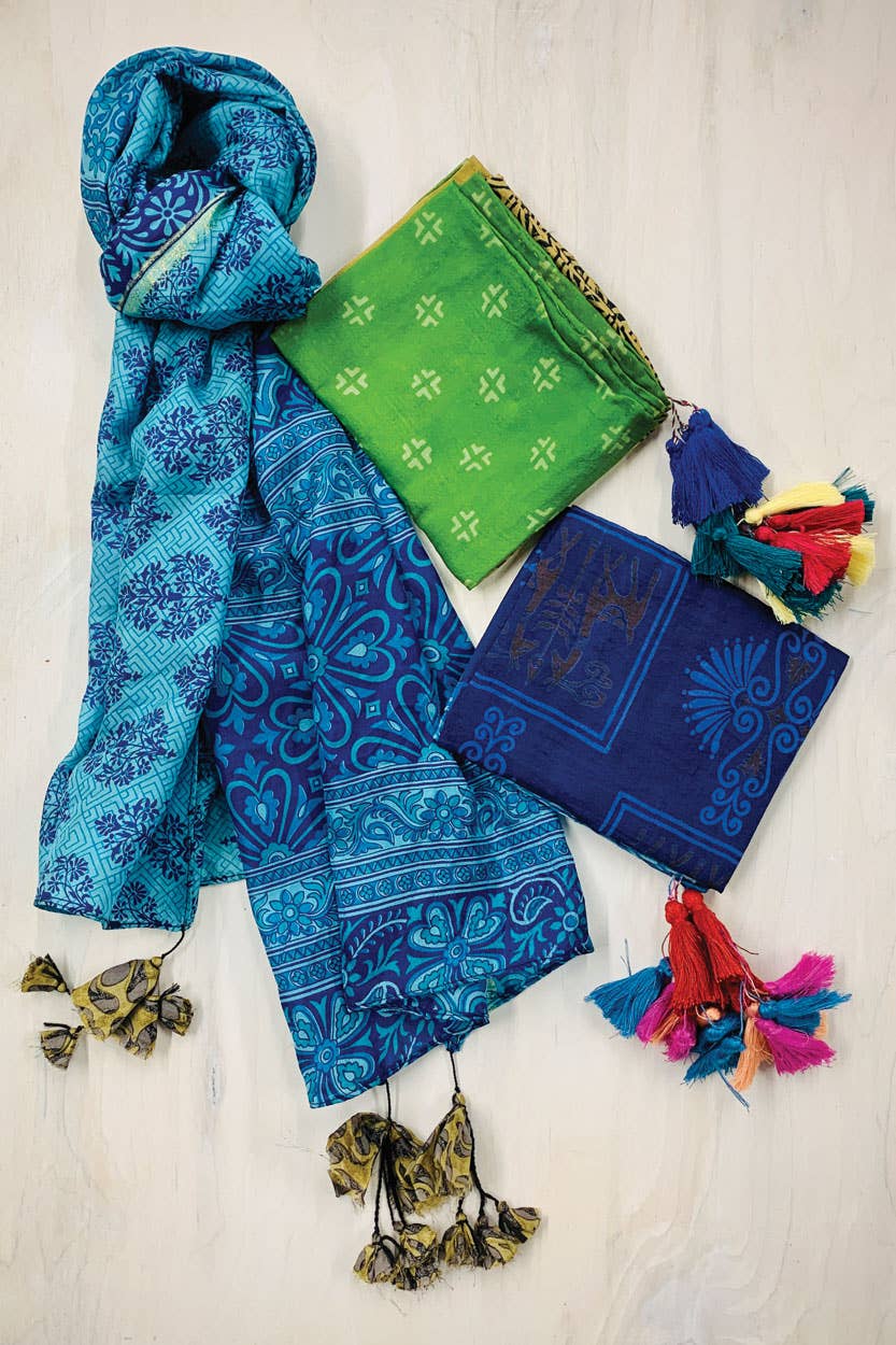 Up-Cycled Silk Sari Scarves Accessories Sevya Handmade   