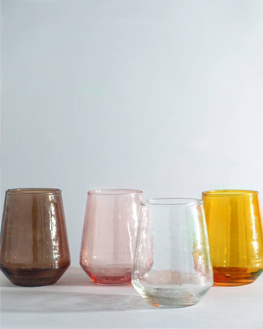 Handblown Hammered Glass Water Tumbler | Pair of 2 Home Goods Creative Women