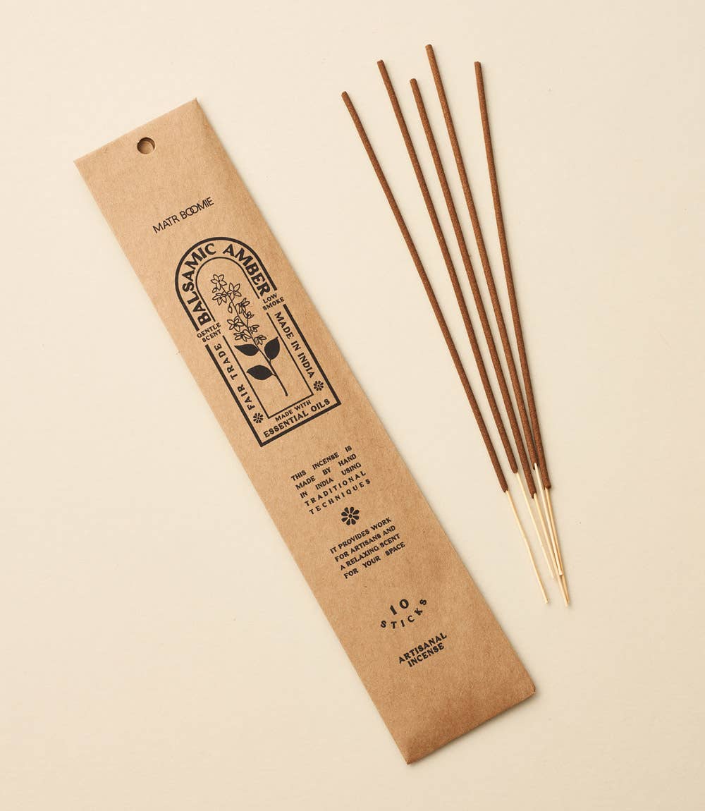 Balsamic Amber Incense - 10 sticks, low smoke Home Goods Matr Boomie   