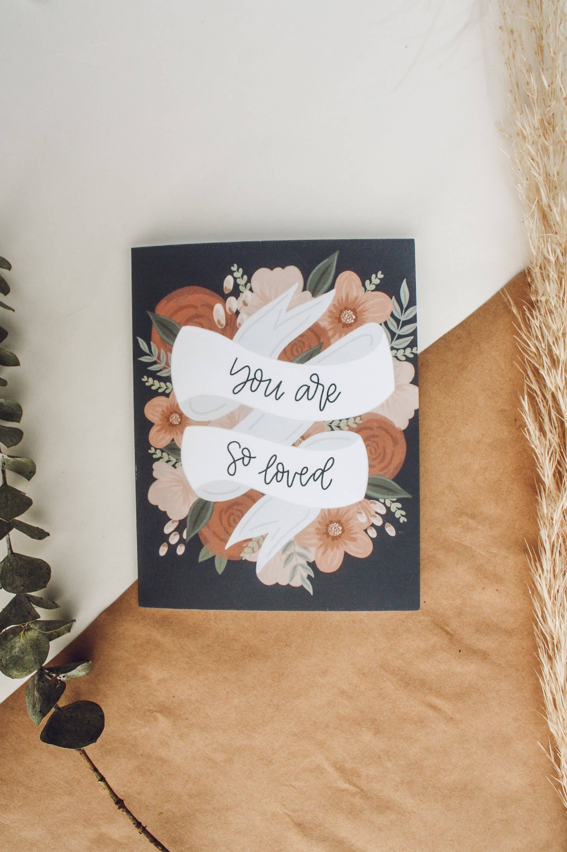 "You are So Loved" Black Floral Card Home Goods Jess' Paper Co.   