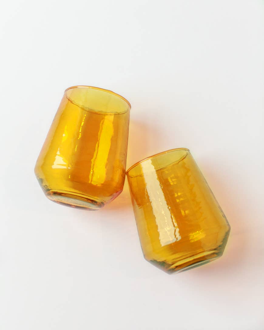 Handblown Hammered Glass Water Tumbler | Pair of 2 Home Goods Creative Women