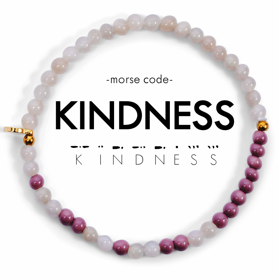 Morse Code Bracelet | KINDNESS: Light Grey & Lilac  ETHICGOODS   