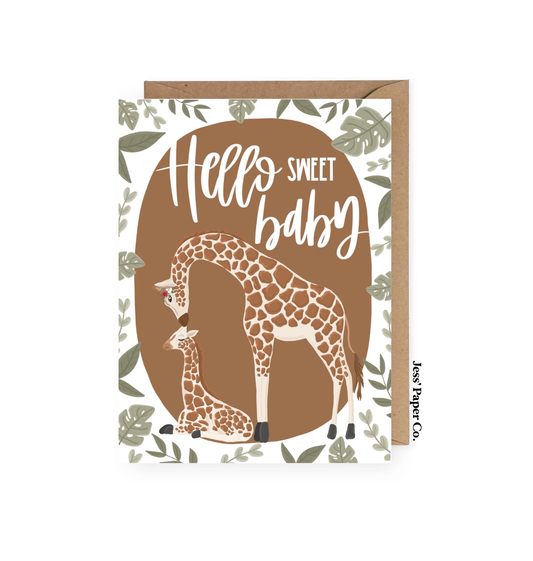Hello Sweet Baby, Giraffe Card Home Goods Jess' Paper Co.   