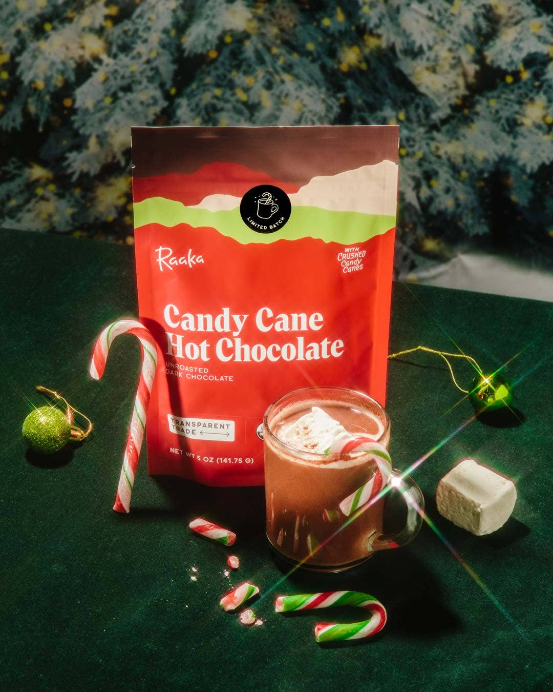 Candy Cane Hot Chocolate - Holiday Christmas Limited Batch Home Goods Raaka Chocolate   