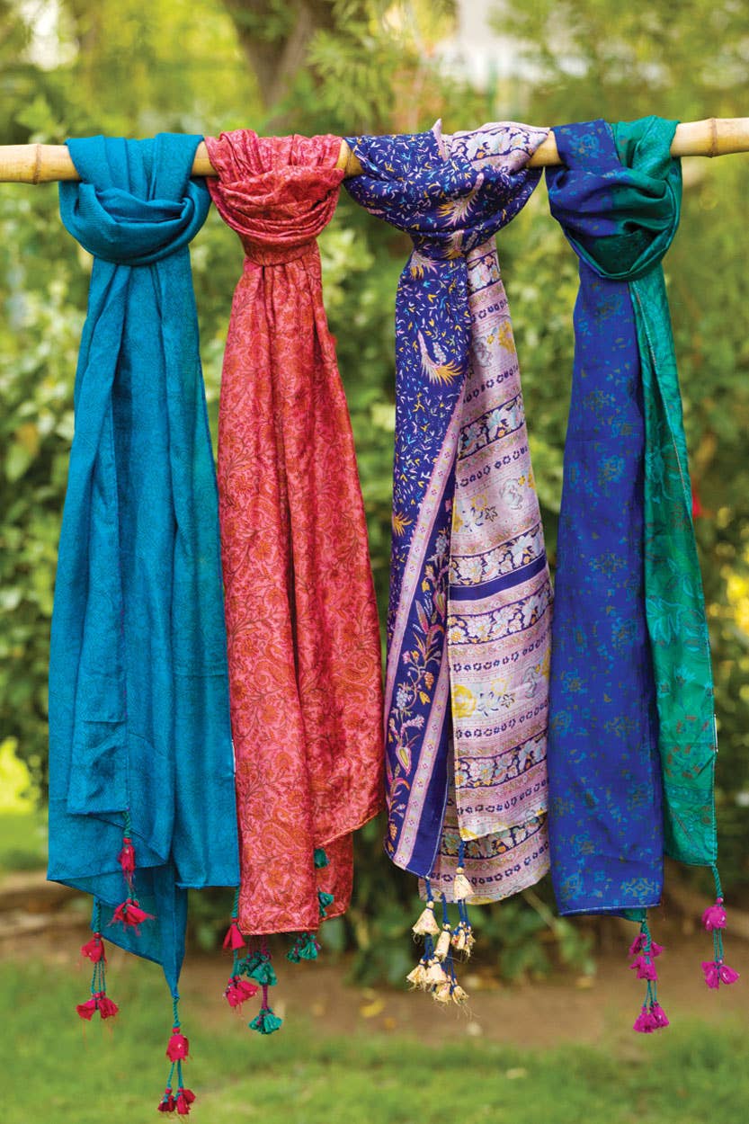 Up-Cycled Silk Sari Scarves Accessories Sevya Handmade   