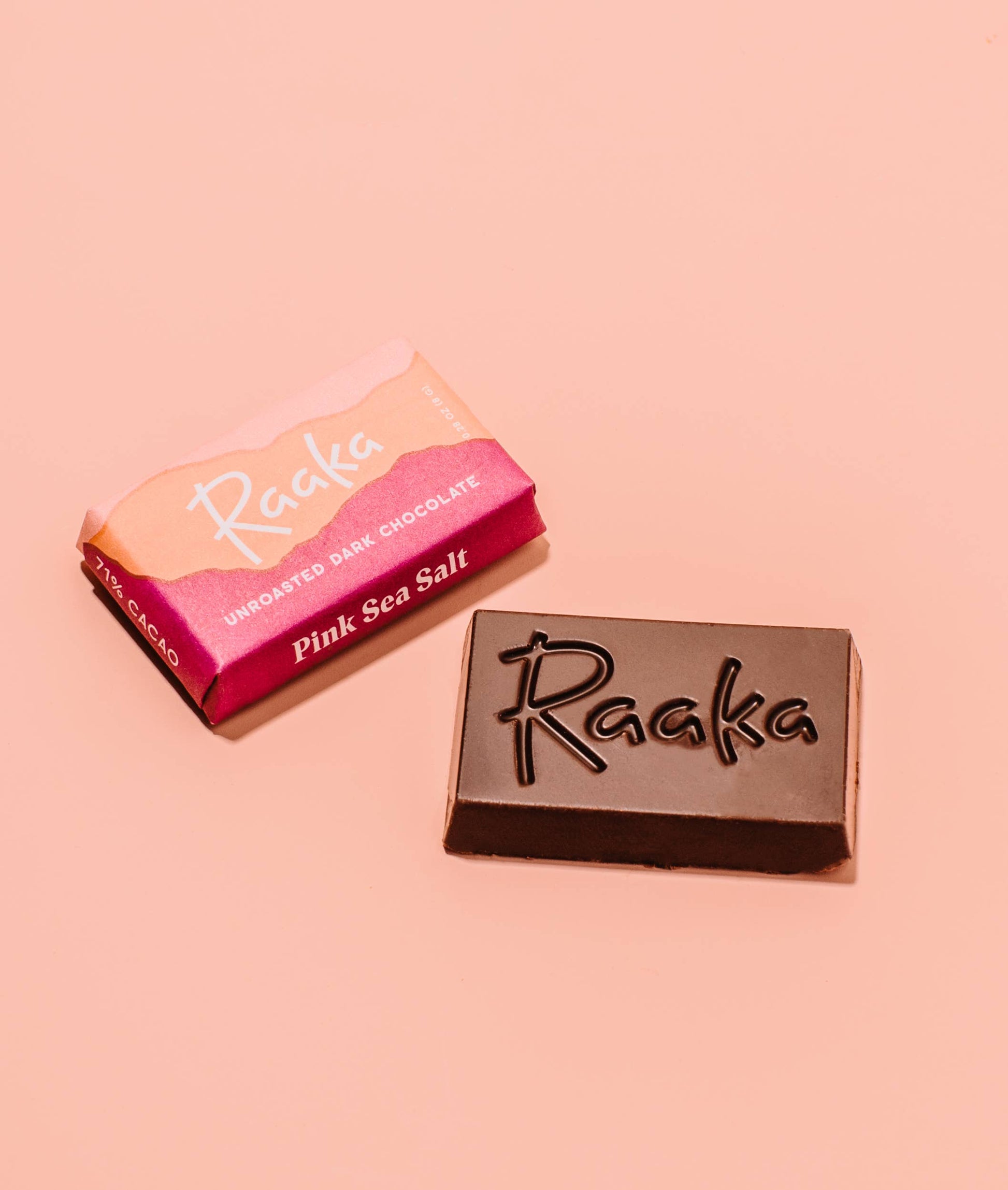 71% Pink Sea Salt Mini Chocolate Bars  Raaka Chocolate   