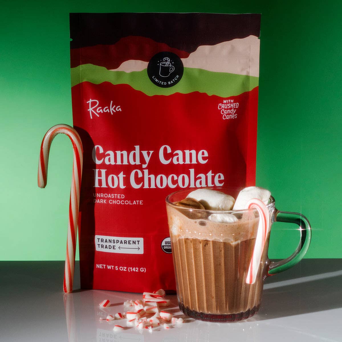 Candy Cane Hot Chocolate - Holiday Christmas Limited Batch Home Goods Raaka Chocolate   