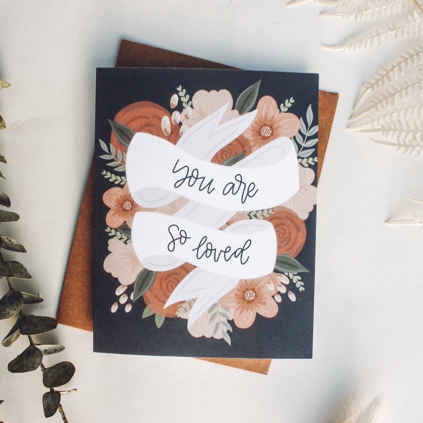 "You are So Loved" Black Floral Card Home Goods Jess' Paper Co.   