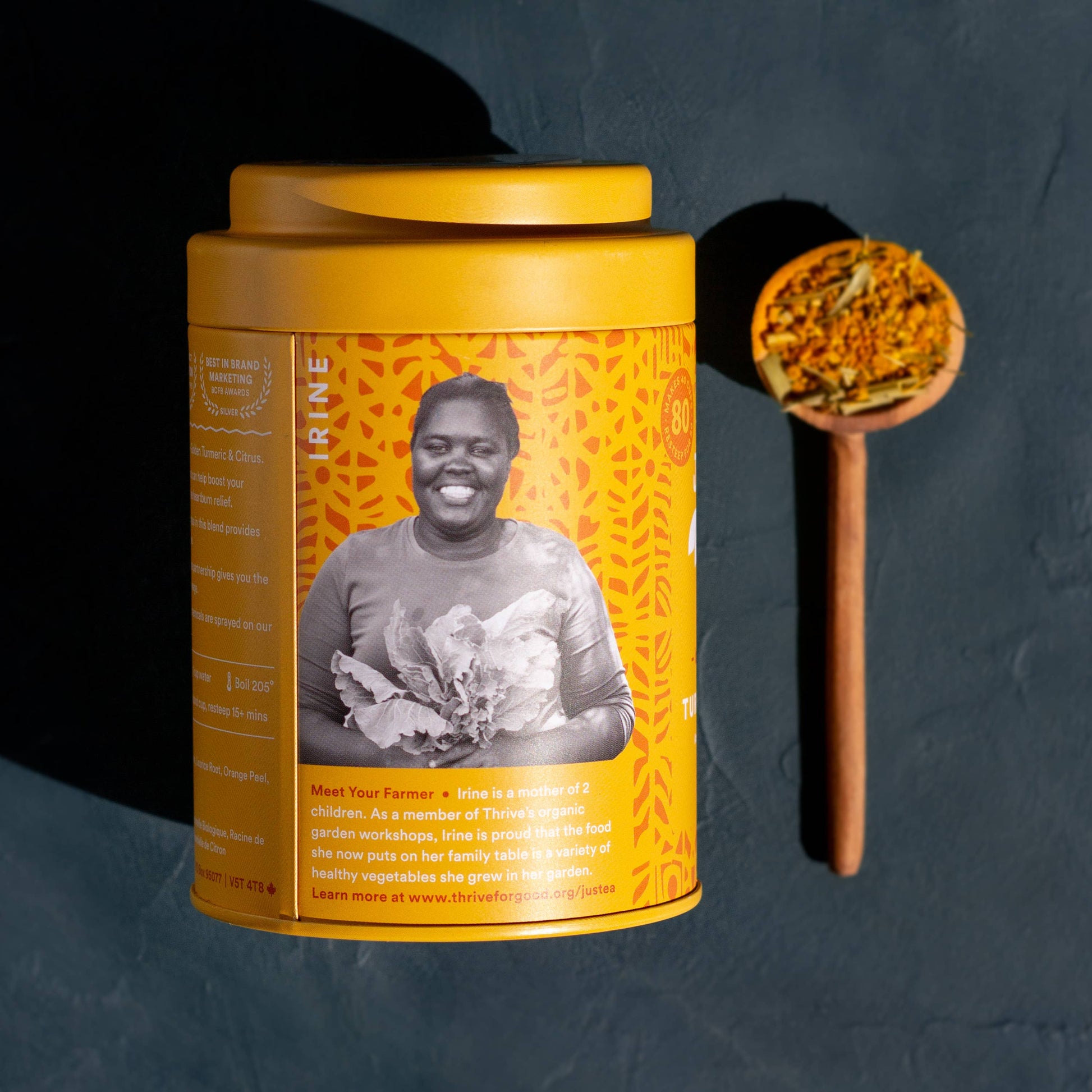 Turmeric Ginger Tin & Spoon - Organic, Fair-Trade Herbal Tea  JusTea   