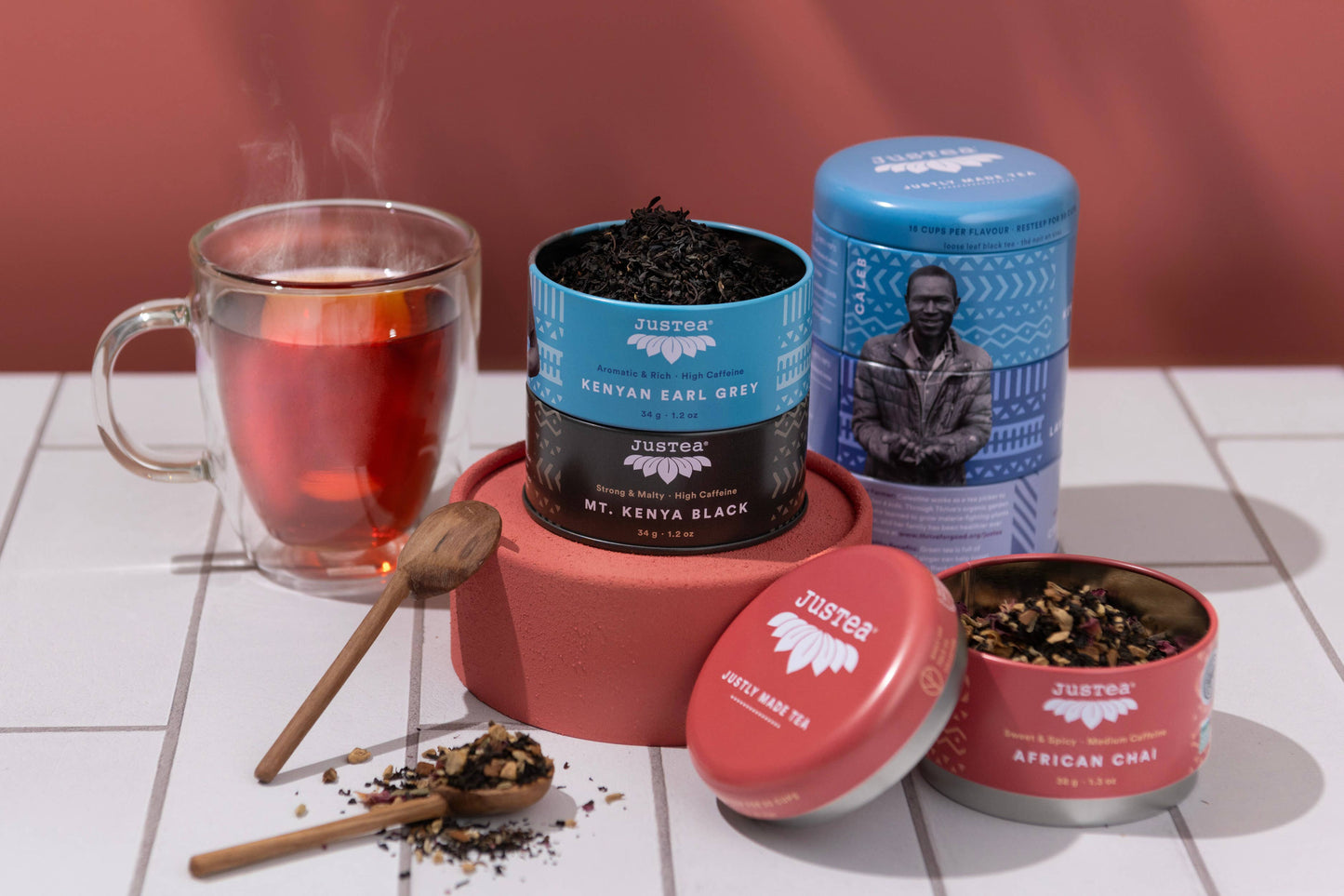 Black Tea Trio Tin & Spoon - Organic, Fair-Trade Tea Gift  JusTea   