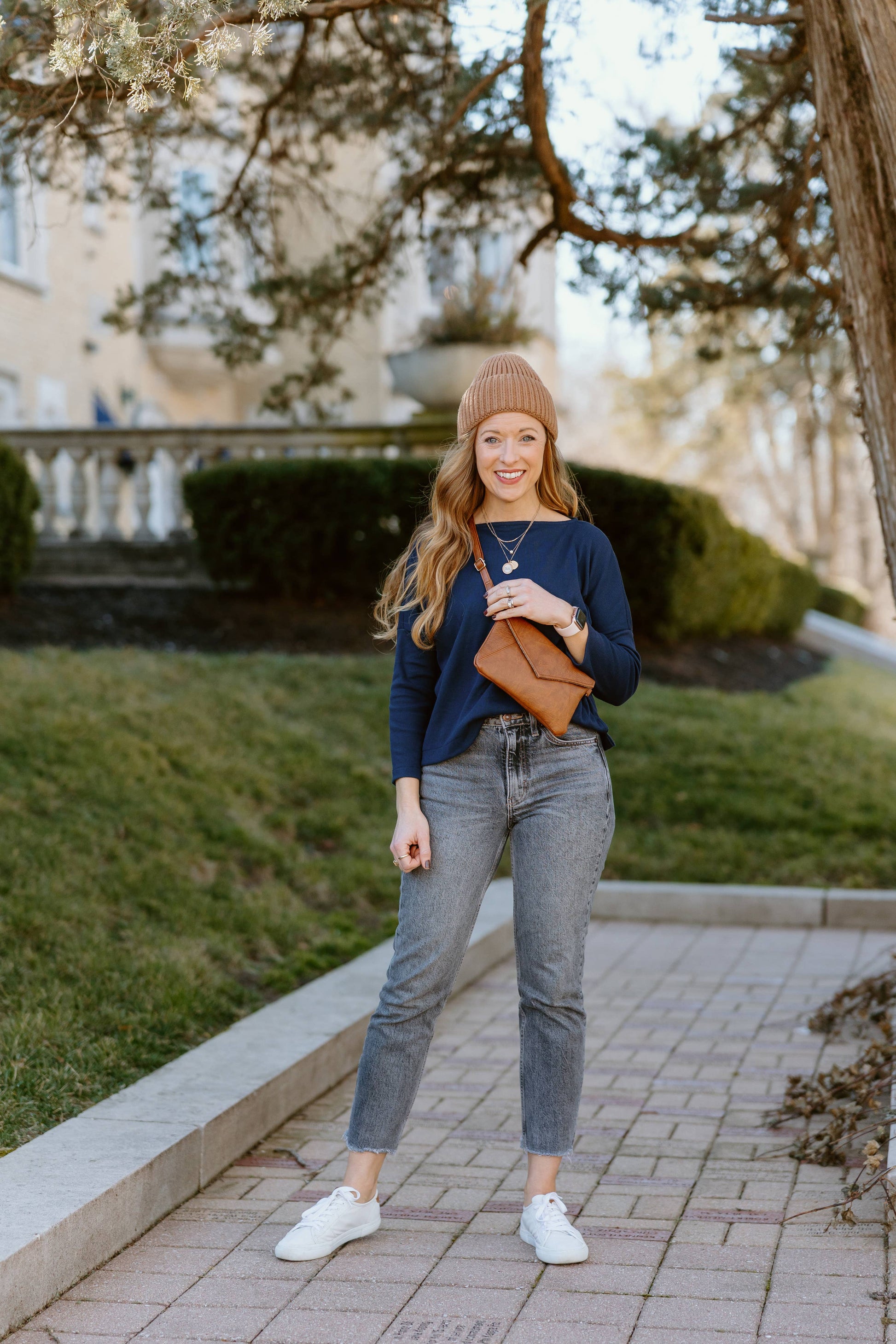 Navy Ribbed Knit Boxy Sweater Tops BYTAVI   