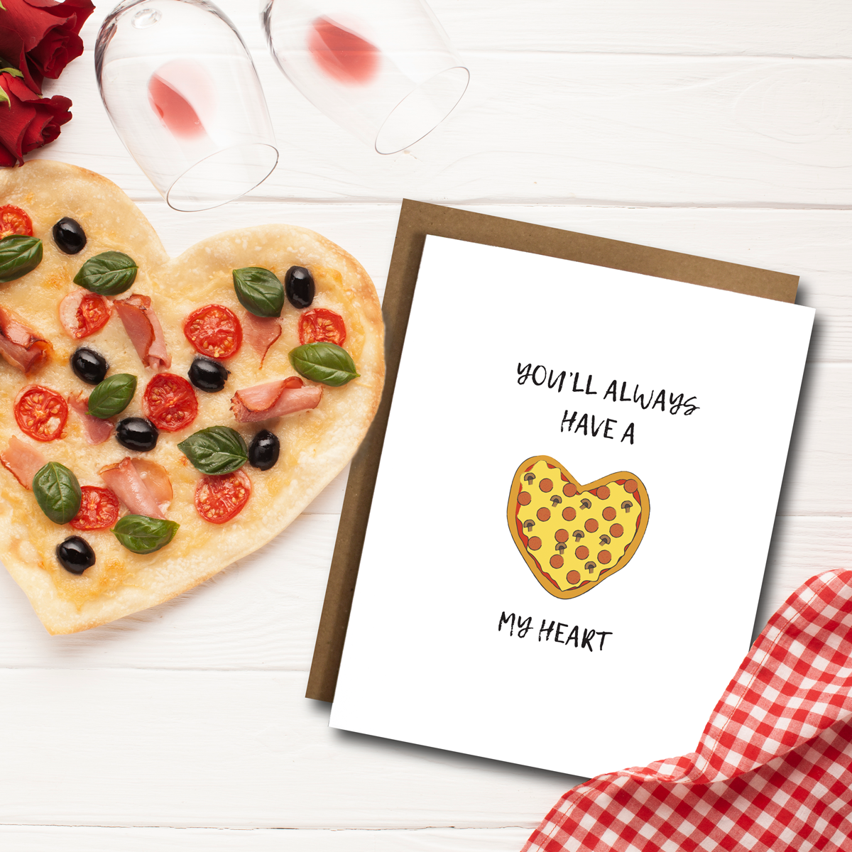 Pizza My Heart Pun Valentine's Card Home Goods The Card Bureau   