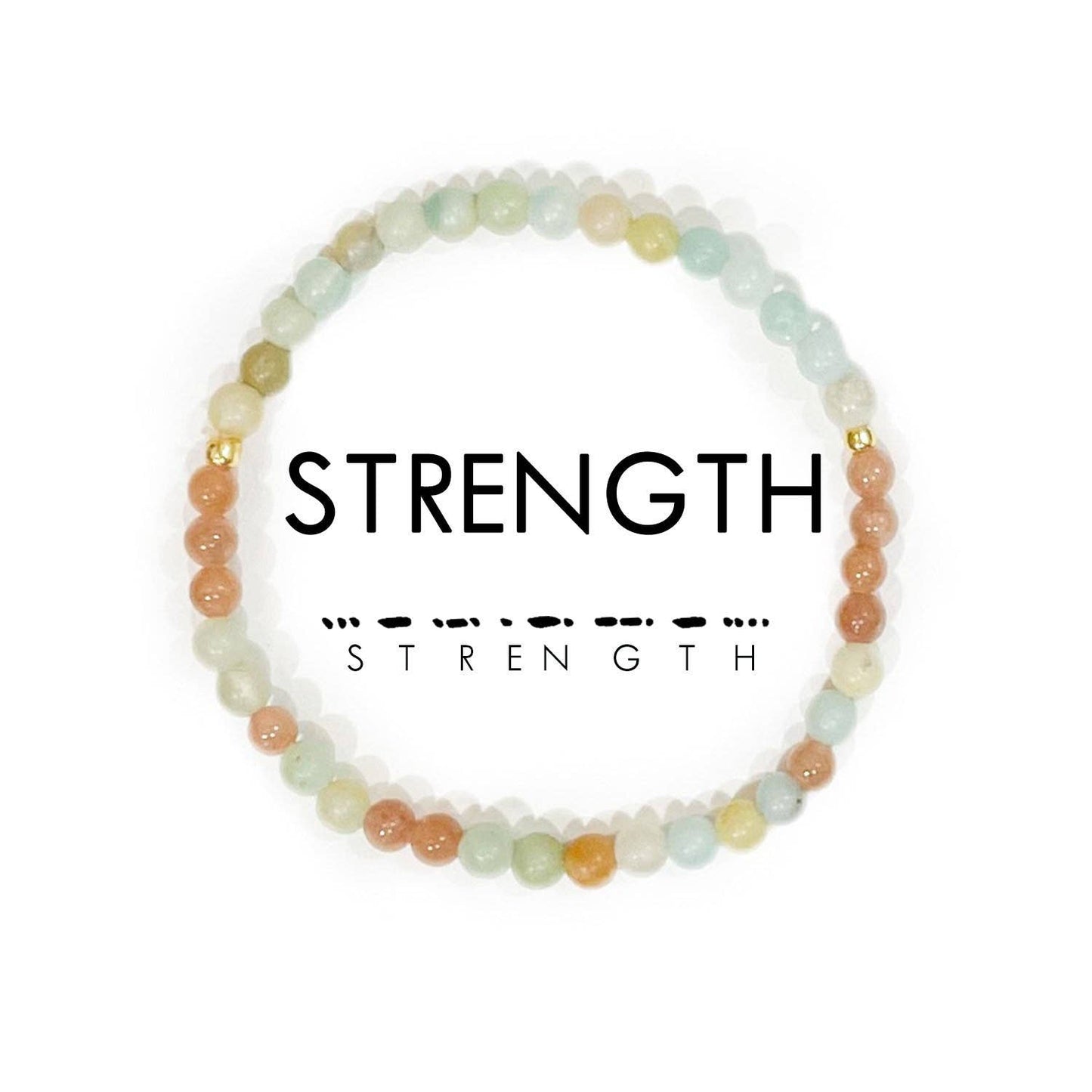 Morse Code Bracelet | STRENGTH: Pink Aventurine & Goldstone  ETHICGOODS   