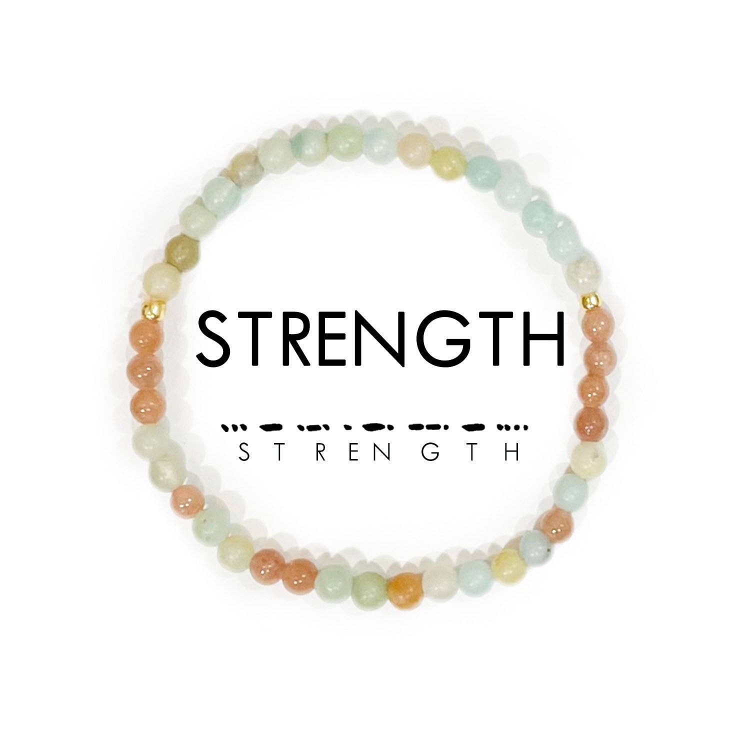 Morse Code Bracelet | STRENGTH: Pink Aventurine & Goldstone  ETHICGOODS   