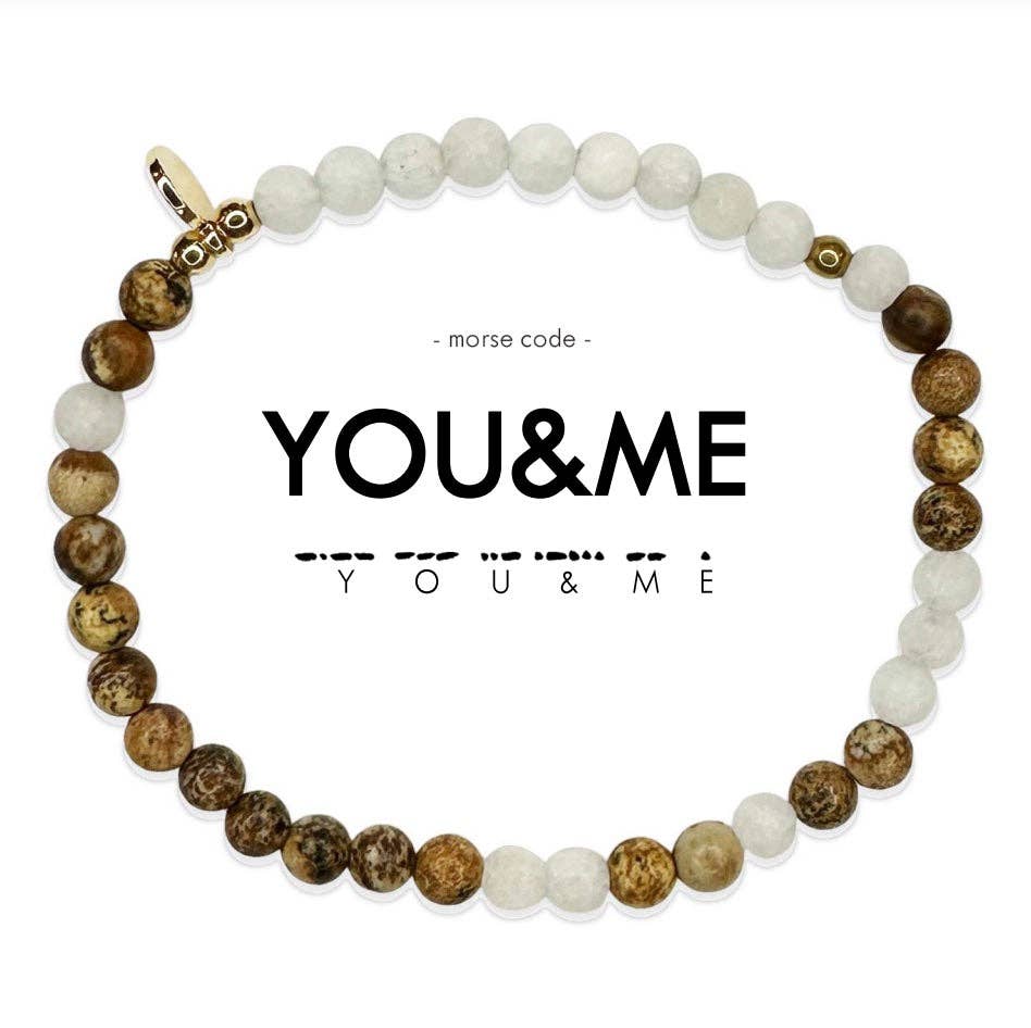 Morse Code Bracelet | YOU&ME: Tan Picture Jasper & Frosted White Quartz  ETHICGOODS   