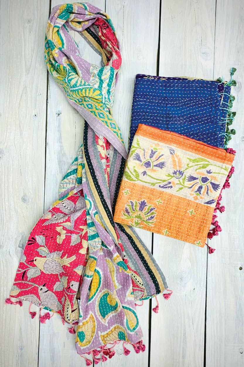 Cotton Kantha Scarves Accessories Sevya Handmade   