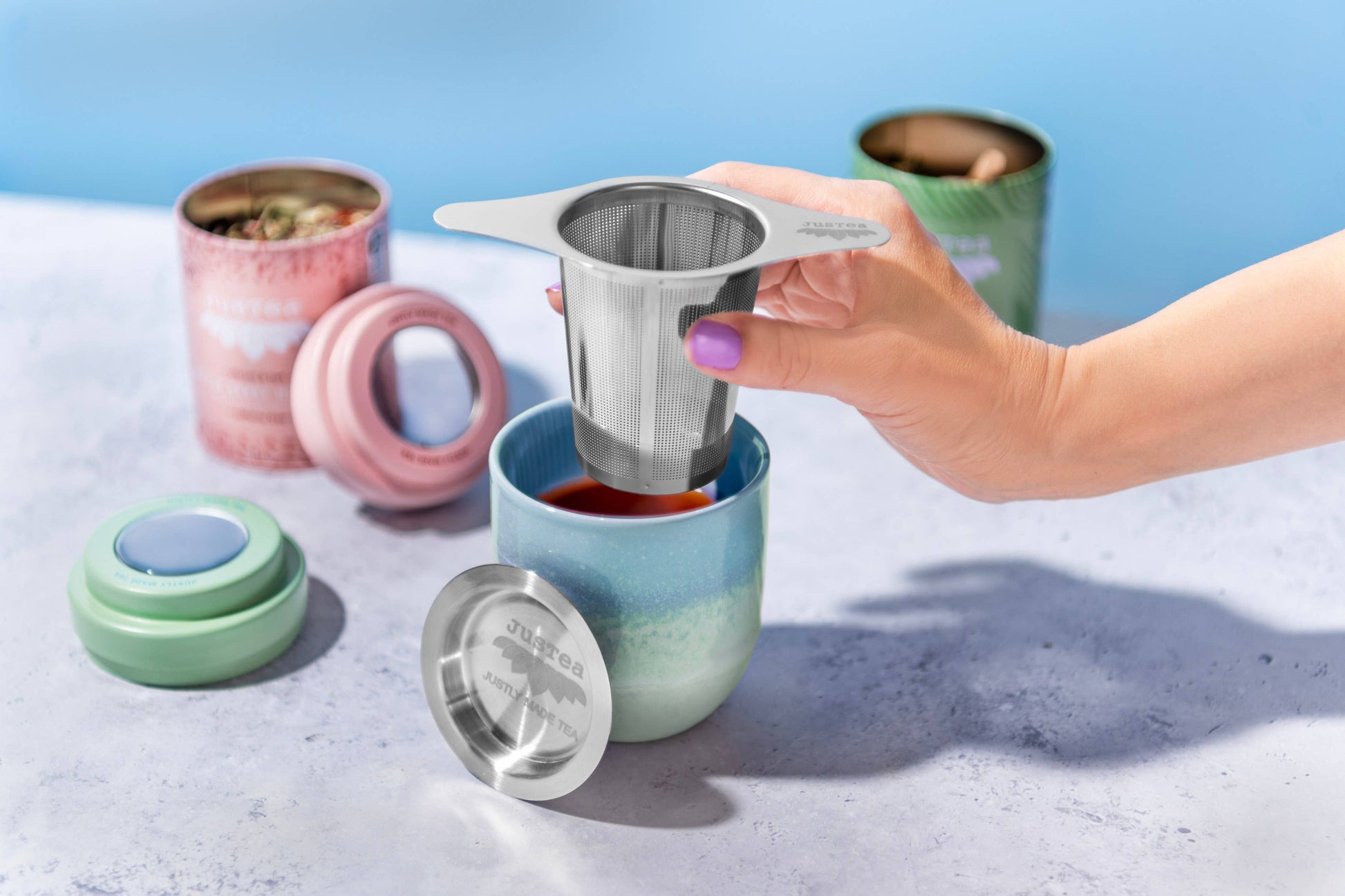 Tea Infuser with Dual-use Coaster Lid - Tea Steeper Strainer JusTea