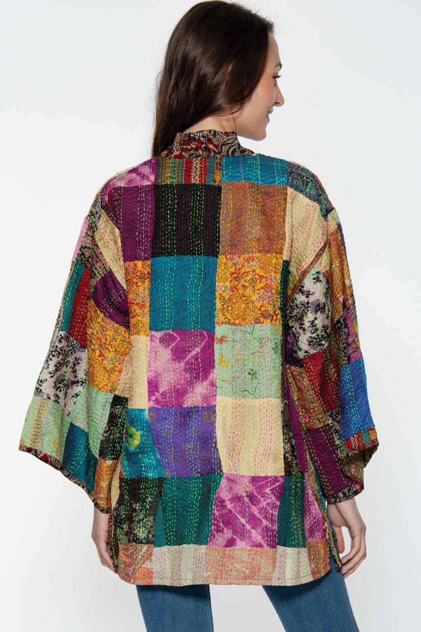 Reversible Kantha Silk Kimono Jacket Sevya Handmade